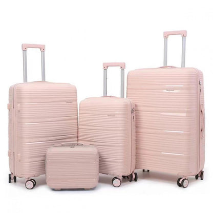 Ultra-lightweight PP suitcase with spinner wheels, telescopic handle, combination lock, and large-capacity zippered design.