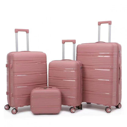 Ultra-lightweight PP suitcase with spinner wheels, telescopic handle, combination lock, and large-capacity zippered design.